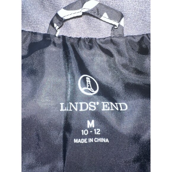 Lands End Quilted Puffer Vest Black & Gray Geometric Pattern Zip Closure M 10-12 - Picture 2 of 7